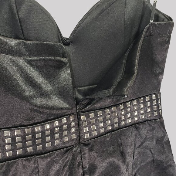 Love Tease Black Strapless Mini Dress With Studded Waistband Size 7 - Picture 9 of 10